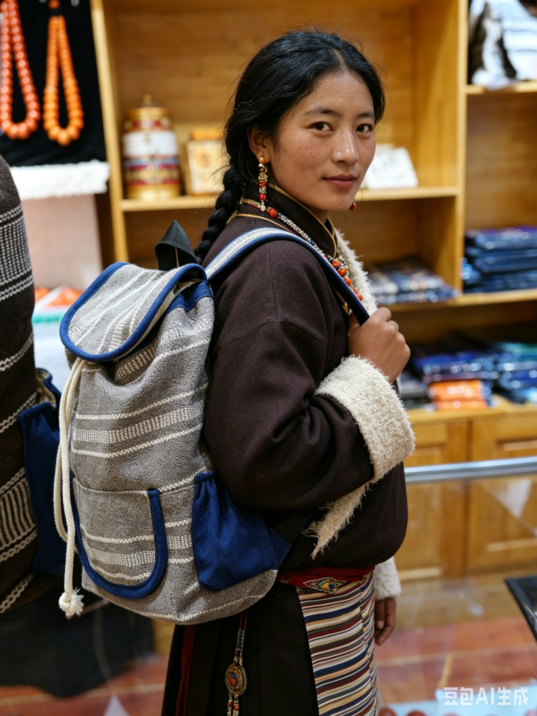 Yak Wool Handwoven Backpack, Unisex Tibetan Fiber Travel Knapsack, Soft Warm Daily Rucksack
