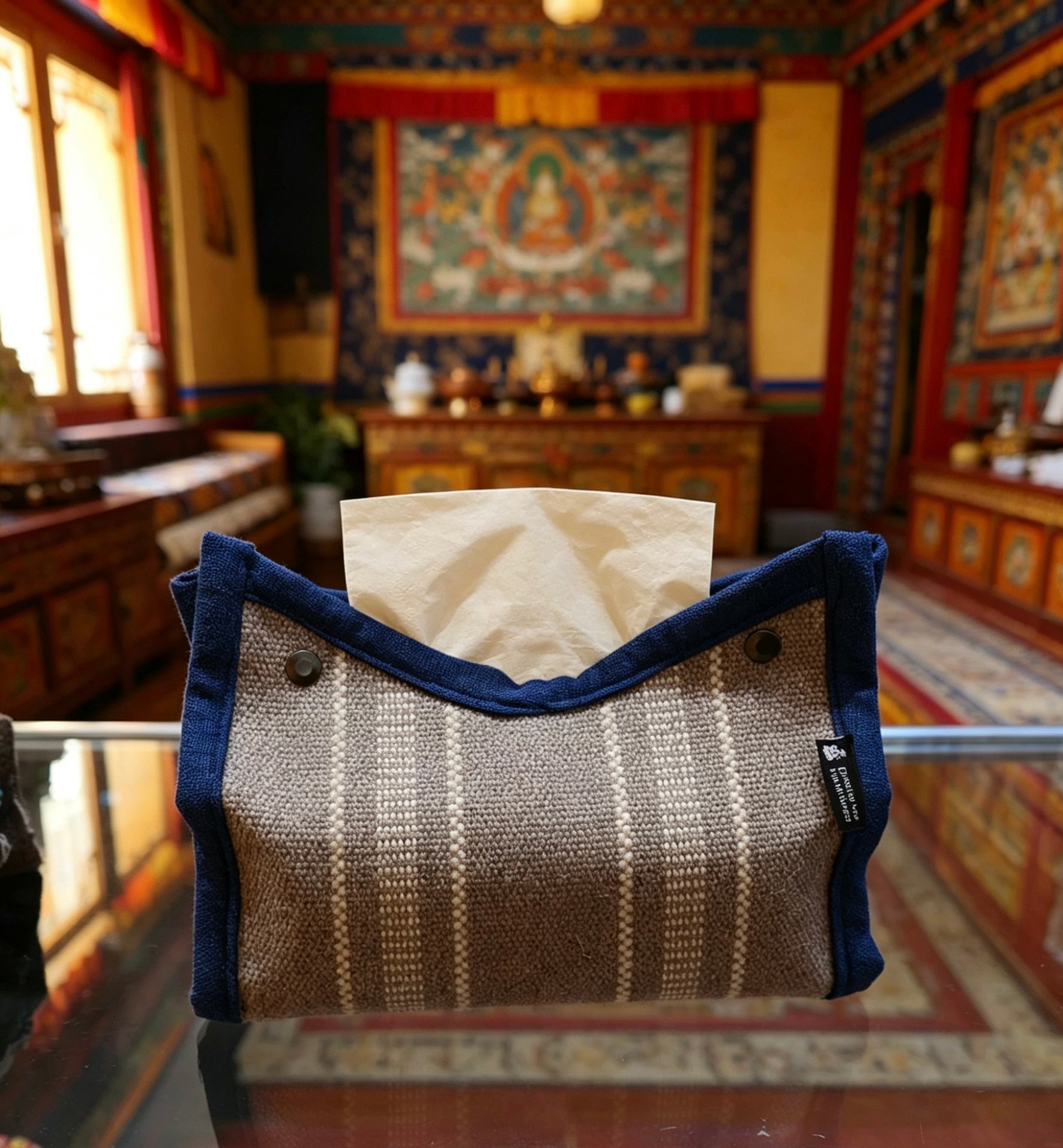 Artisanal Tibetan Yak Wool Tissue Box Cover