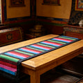 Tibetan Handwoven Wool Table Runner, Colorful Striped Ethnic Placemat 21×100cm