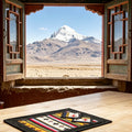 Tibetan Handwoven Wool Placemat & Coaster Set | 2 Large Table Mats + 2 Small Coasters Ethnic Cross Stripe