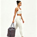 Bangdan Rainbow Stripe Cylinder Drawstring Bag, Nylon Handwoven Storage Pouch